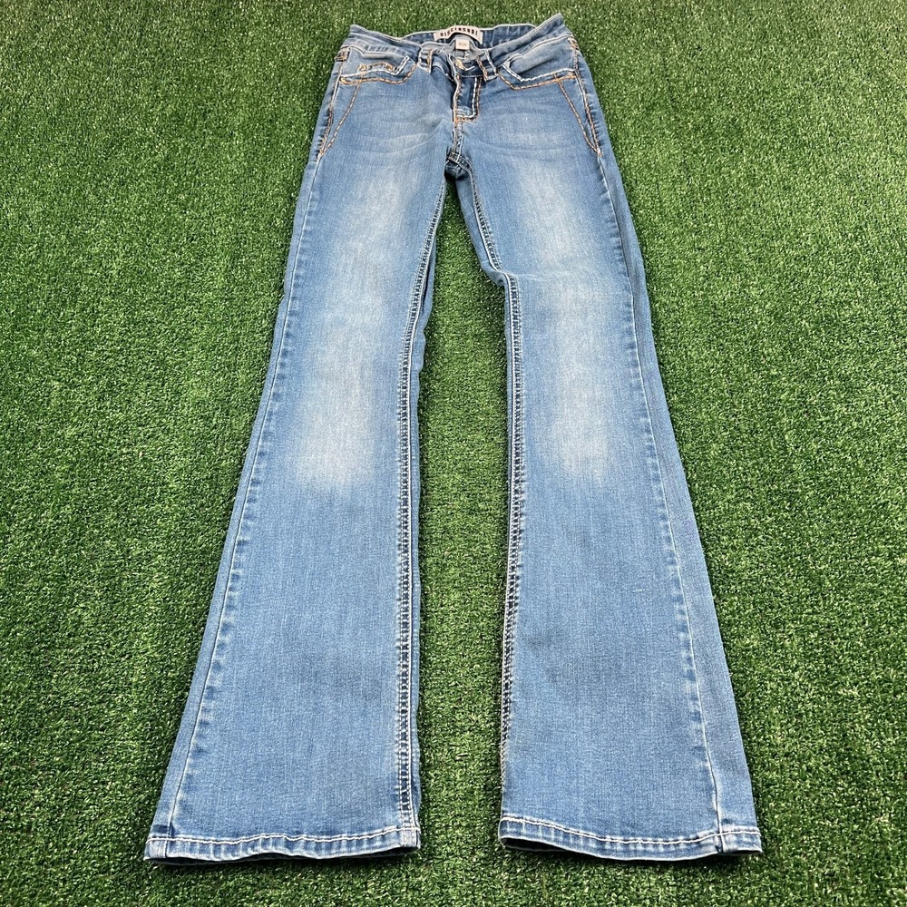 Disclosure Jeans Women's 0/24 23x29.5" Blue Bootcut Stretch Thick Stitch Flap